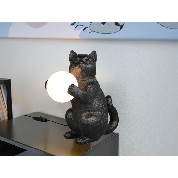Besondere LED Tischleuchte Katzenlampe Schwarz, Höhe 30cm