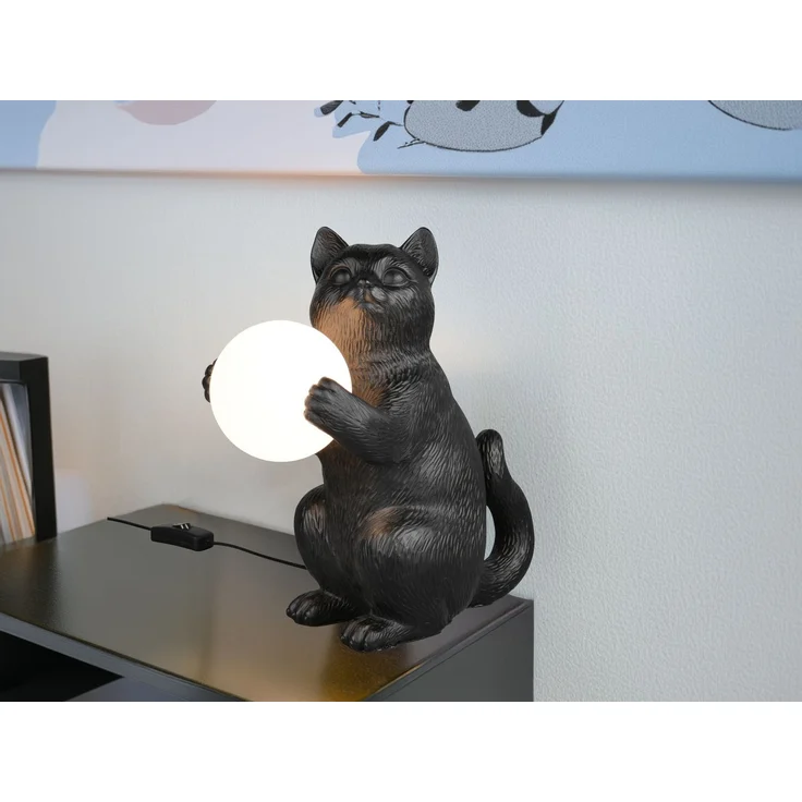 Besondere LED Tischleuchte Katzenlampe Schwarz, Höhe 30cm – Bild 1