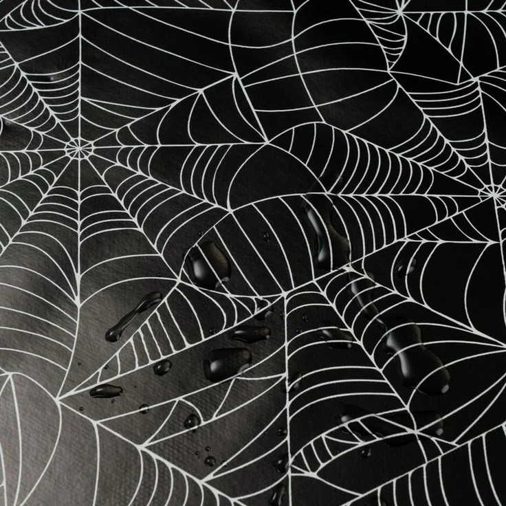 laro Tischdecke Wachstuchtischdecke Halloween Spinnennetz Schwarz PVC Eckig – Bild 2