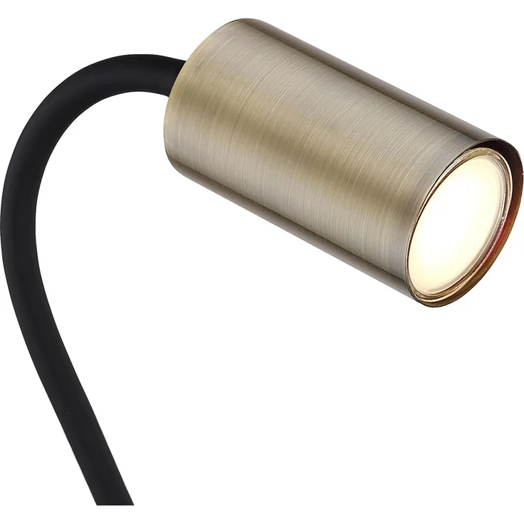 Klemmleuchte, altmessing, flexibler Arm, schwarz, H 41,5 cm – Bild 5