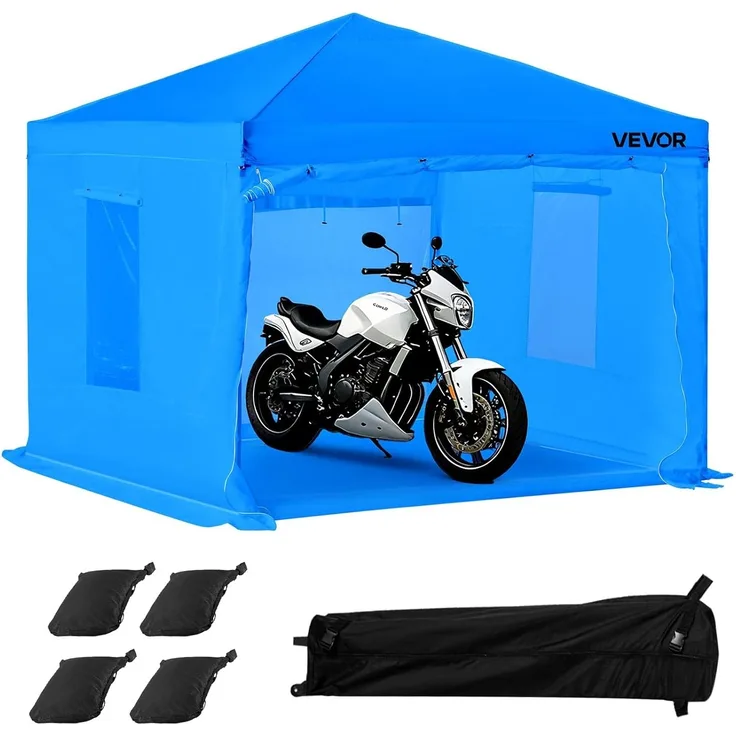 VEVOR tragbares Lackierkabinenzelt (293 x 293 x 181 cm) Sprühfarbenzelt für Sprühmalerei, wasserfeste & Faltbare Farbkabine mit 2 Netz-Seitenfenstern für Autoteile Möbel Motorräder Sprühschutz blau