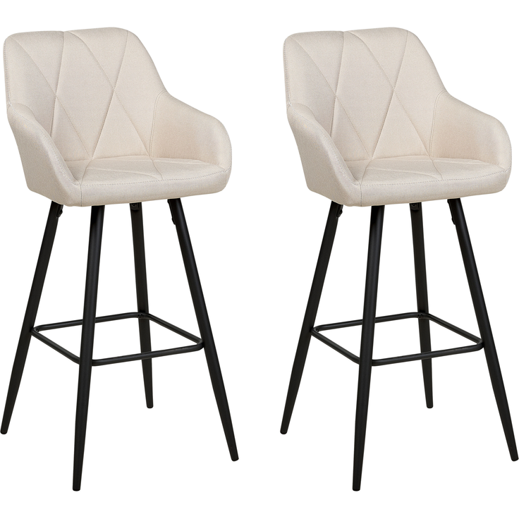 Beliani 'Darien' Barstuhl, 2er Set, Stoff, 103 x 54 x 50 cm, Hellbeige