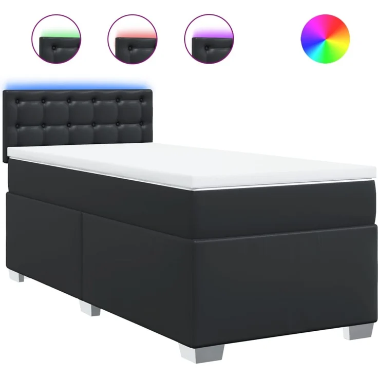 vidaXL Boxspringbett mit Matratze Schwarz 100x200 cm Kunstleder 3288408 – Bild 2