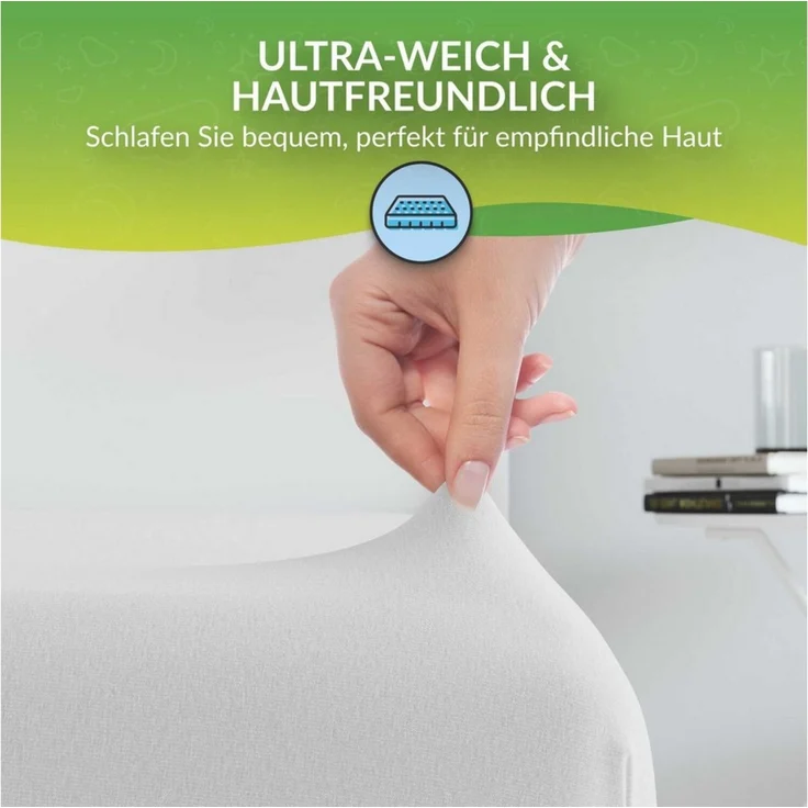 etérea Comfort Jersey Spannbettlaken Weiss 60x120 cm - 70x140 cm – Bild 2