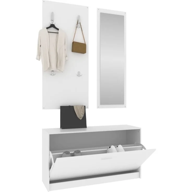 vidaXL 3-tlg. Flurmöbel-Set Weiß Holzwerkstoff 342570 – Bild 6