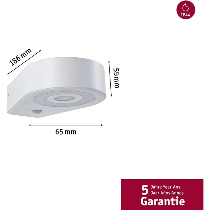 Paulmann 94867 LED Außenwandleuchte Silma Bewegungsmelder weiss 3000K IP44 – Bild 7