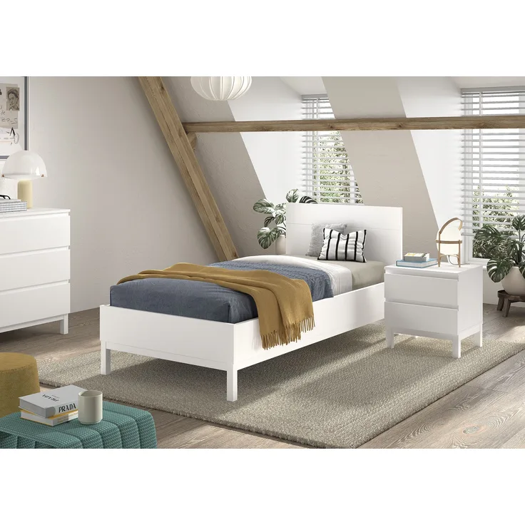 2-tlg. Schlafzimmerset Eva 206.4 x 90.0 x 95.8 cm Kiefer MDF Weiß