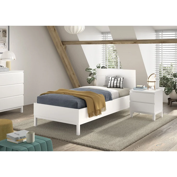 2-tlg. Schlafzimmerset Eva 206.4 x 90.0 x 95.8 cm Kiefer MDF Weiß – Bild 1
