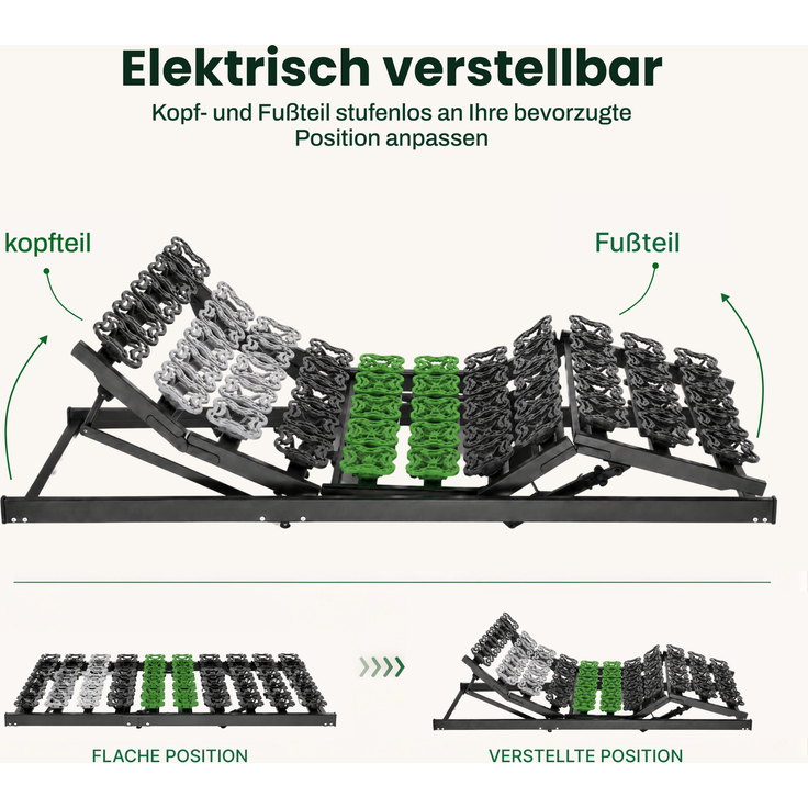 Graf Schlafsysteme LEO PLANE Elektrischer 5-Zonen Tellerlattenrost Tellerrahmen Lattenrost Montiert 100x200 cm – Bild 4