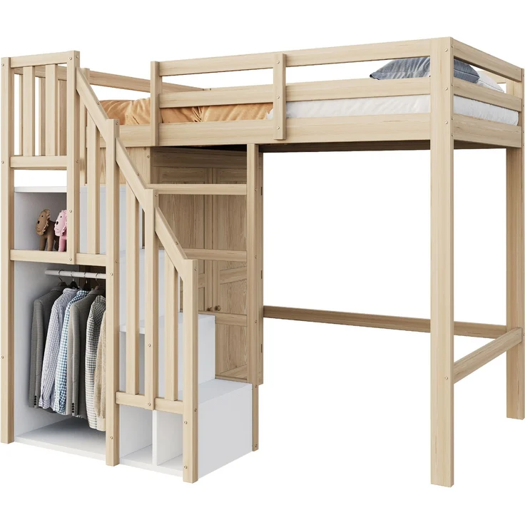 Kindereinzelbett 90×200 cm aus Holz mit hydraulischem Stauraum, grau – Bild 5
