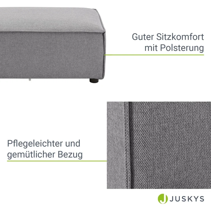 Juskys Ottomane Domas - modulares Sofa in Stoff Dunkelgrau - Wohnzimmer Couch - Modulsofa 130 kg belastbar - Sofagarnitur Wohnlandschaft – Bild 5