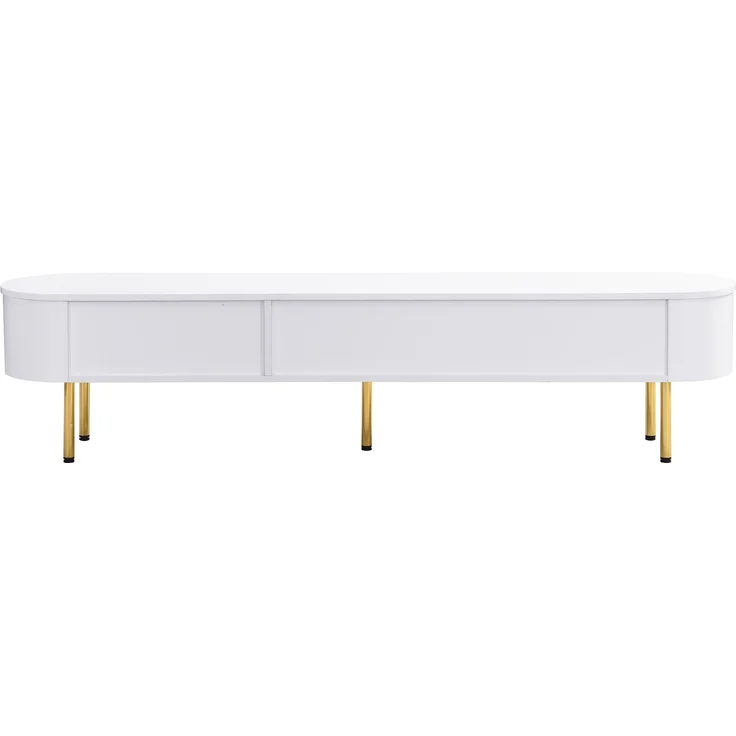 Moderner TV-Schrank 174 cm mit goldenen Griffen, geschwungenen Kanten und hochwertiger Lackoberfläche in Weiß, 174 x 35 x 41 cm – Bild 9