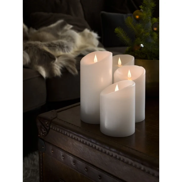 LED Echtwachskerze mit Flamme & Timer, Ø 10cm, Höhe 14cm, Batteriebetrieb – Bild 7