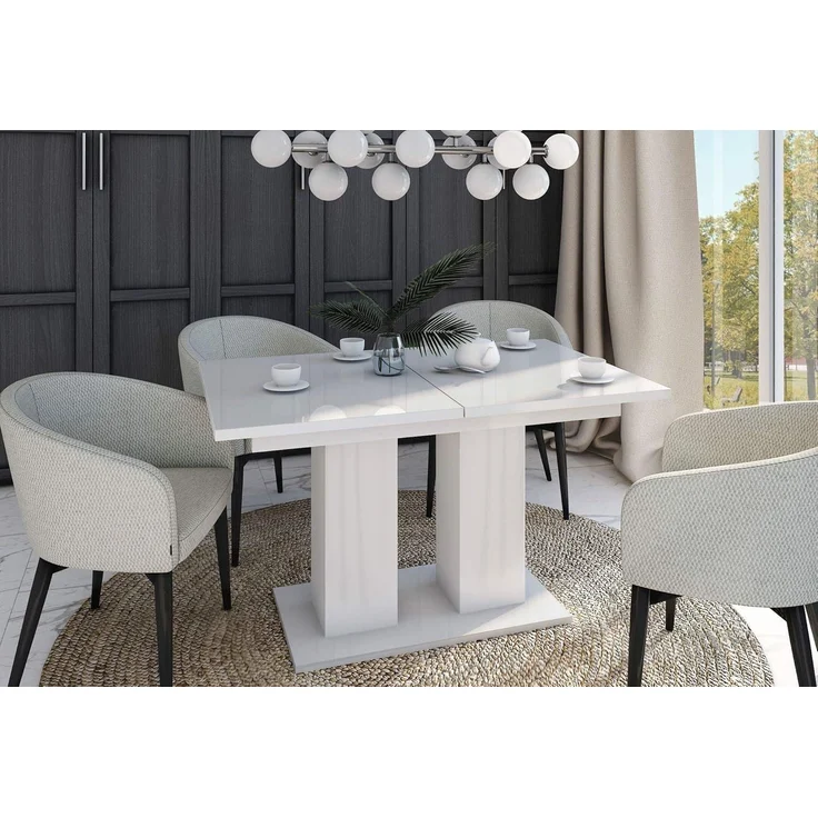 designimpex Esstisch Design Tisch DE-1 Weiß Hochglanz ausziehbar 130 bis 170 cm – Bild 8