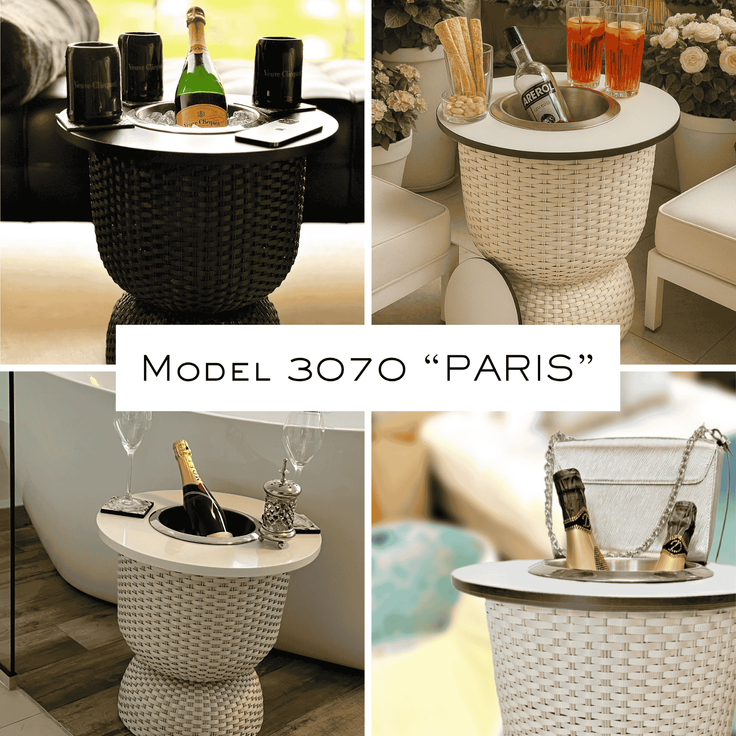 COOTAB Cooler Table PARIS 3-in-1 Loungetisch mit Edelstahl-Kühler - Champagner – Bild 2
