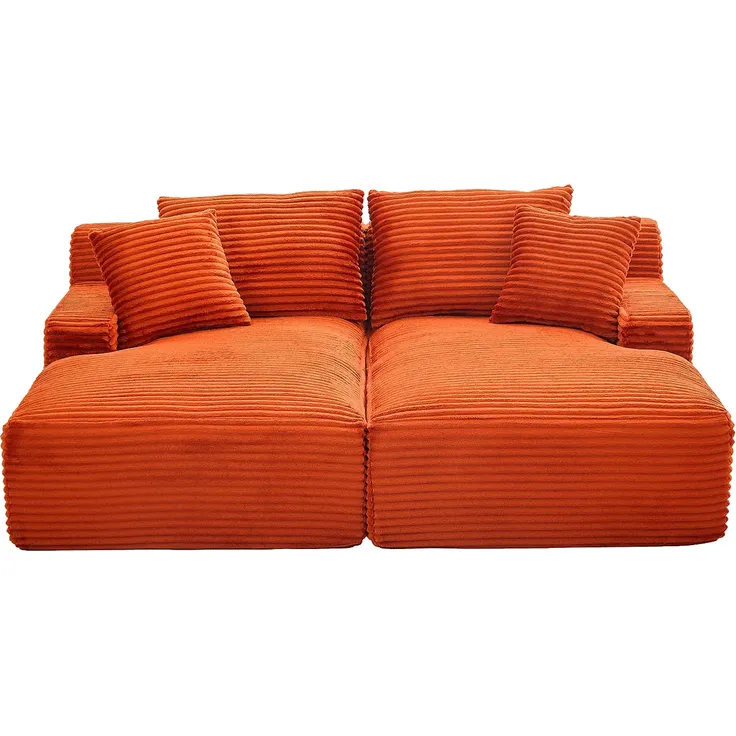 Vente-unique - DONILIA Sofa Samt Rot - B 160 cm x H 72 cm x L 200 cm – Bild 2