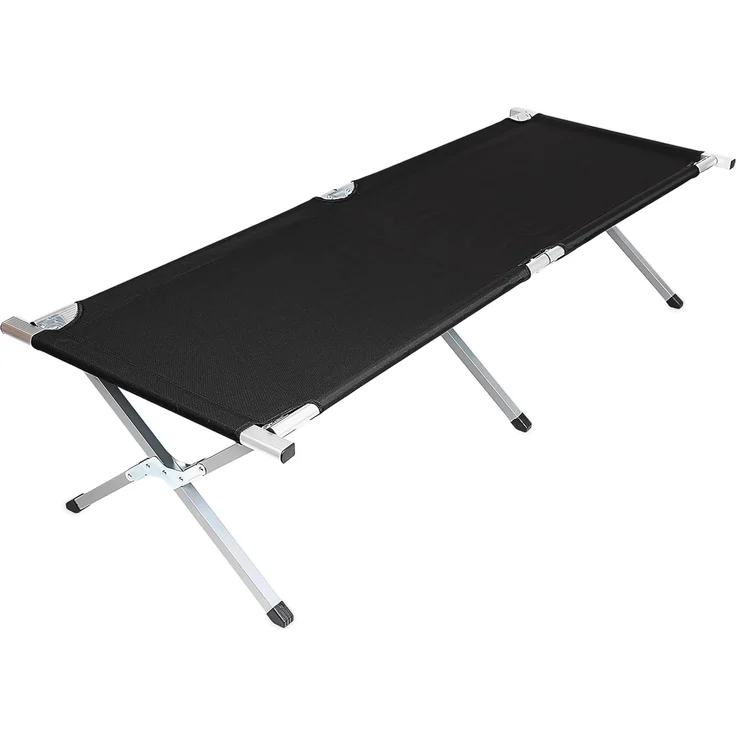 Spetebo Feldbett XXL Campingbett mit Tragetasche 190 x 64cm schwarz (Packung, 1-St, klappbar) Reise Feldbett mit Belastbarkeit bis 150 kg – Bild 1