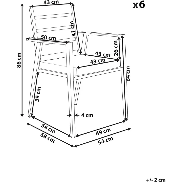 Set mit 6 Stühlen und Sitzkissen TAVIANO Metall Schwarz – Bild 3