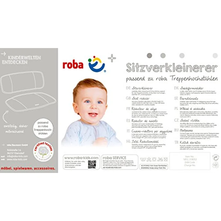roba Sitzverkleinerer 'Little Stars' - 2-teiliges Sitzkissen für Treppenhochstühle - Grau / Weiß – Bild 4