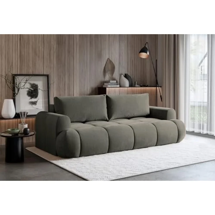 Selsey 3-Sitzer Sofa mit Schlaffunktion Schlafsofa Dunkelbeige Cord 135x200 cm Integrierter Bettkasten – Wasserabweisend & Abriebfest Polnisches Design Komfortable Wellenfederung & Schaumstoff – Bild 5