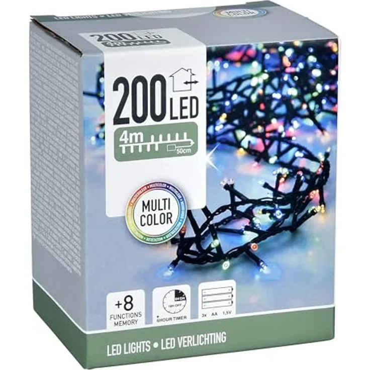 Spetebo LED-Lichterkette LED Lichterkette mit 8 Leuchtfunktionen, 200-flammig, Weihnachts Beleuchtung mit Speicherchip