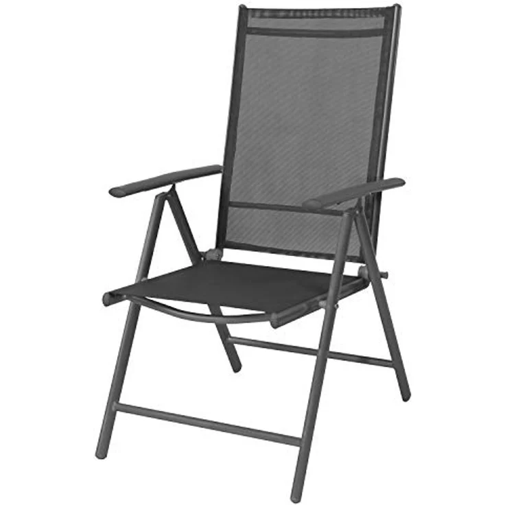 Mojawo Armlehnstuhl Garten Klappstuhl Aluminium - Textilen Anthrazit / Anthrazit – Bild 4