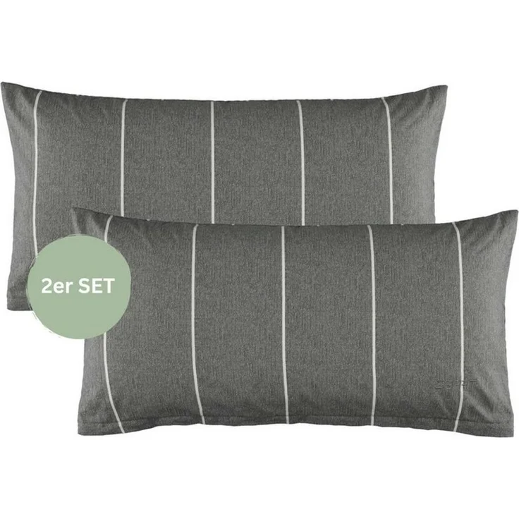Esprit Bettwäsche HARPLINES Renforcé Kissenbezüge und Bettwäsche, Baumwolle, 2 teilig, 40 x 80 cm 2er Pack in Anthrazit – Bild 1
