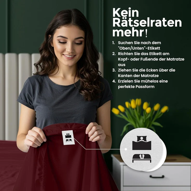 Utopia Bedding - Spannbettlaken 160x200 cm Bis 30 cm - Burgunderrot - Gebürstete Mikrofaser Spannbetttuch - Oeko Tex Standard 100 – Bild 5