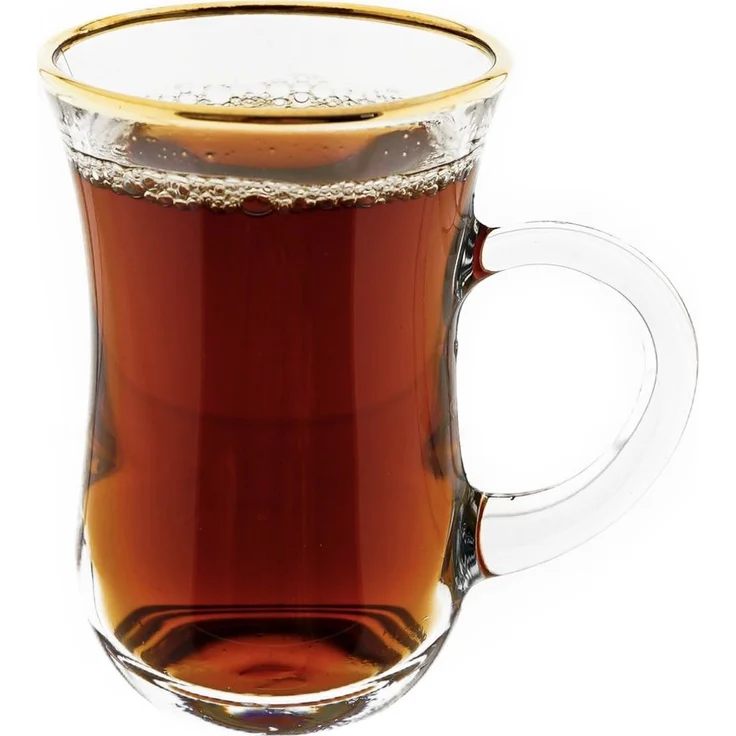 6-teiliges Teegläser-Set mit Henkel, Glas, Transparent mit Goldumrandung, 145 ml – Bild 3
