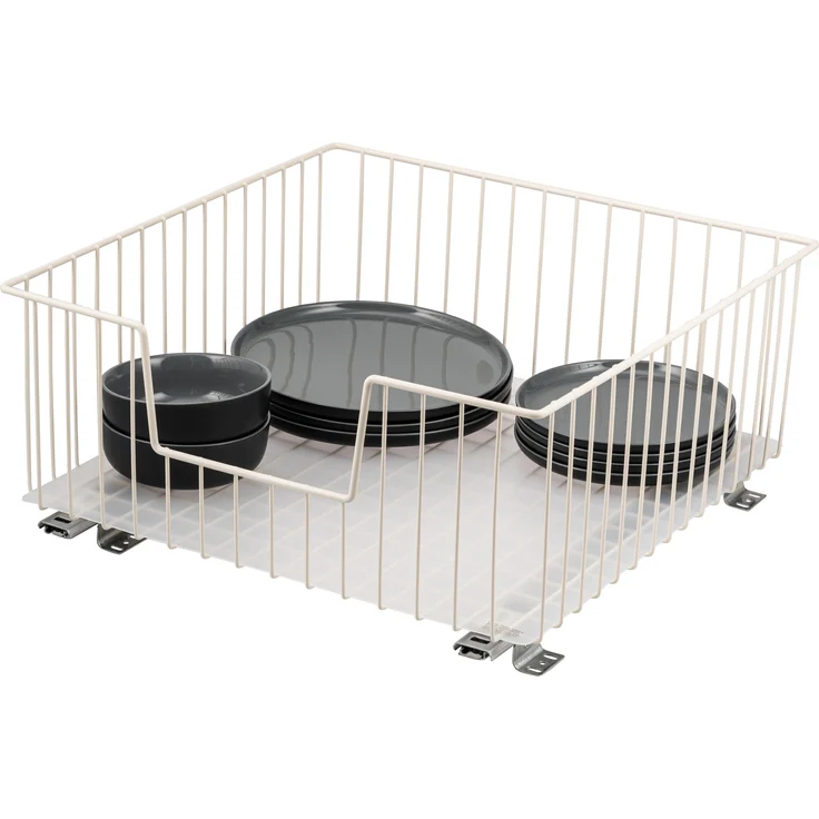 Schrank-Korbauszug für 50 cm Schrank mit Einlegeboden, aus Metall, cremeweiß – Bild 1
