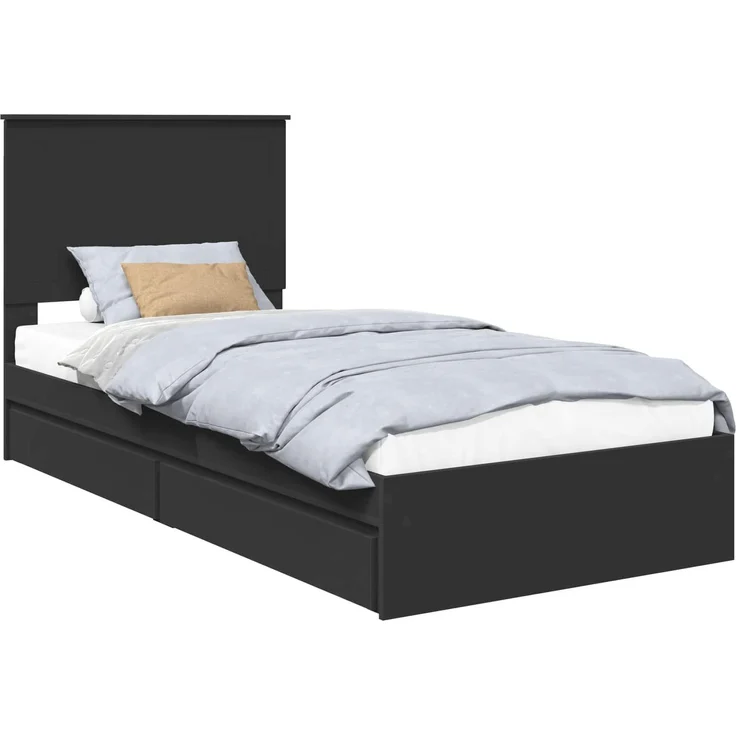vidaXL Aufbewahrungsbett Schwarz 90 x 190 cm Holzwerkstoff 3411251 – Bild 1