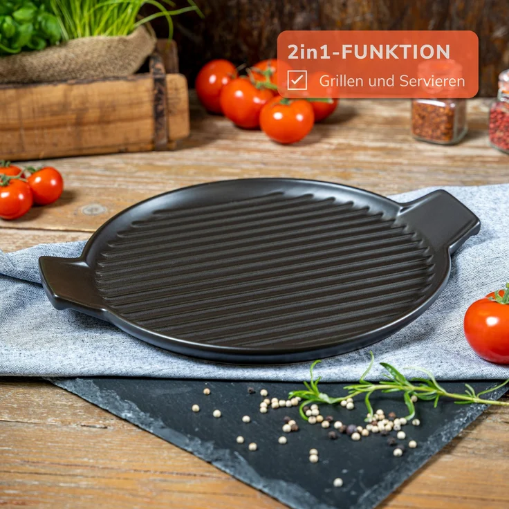 Bremermann Grillpfanne, Steingut schwarz, 38 cm – Bild 3