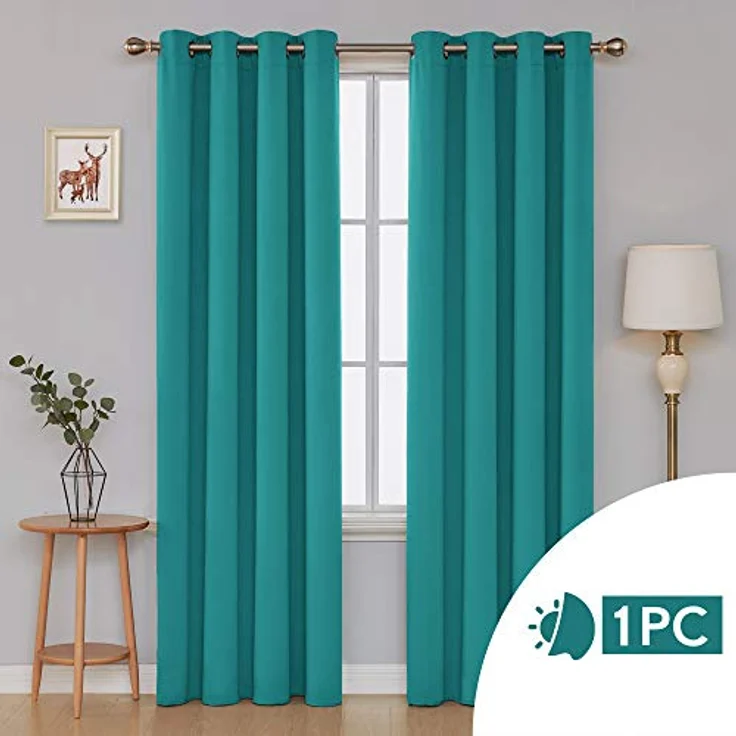Deconovo Verdunkelungsvorhang Hitzeschutz Thermovorhang mit Ösen Türkis | 1 Stück, H290 x B140 cm, Ösenschal Vorhang, abdunkelnd, mit Sichtschutz, für Wohnzimmer und Schlafzimmer, Blackout Curtain – Bild 4