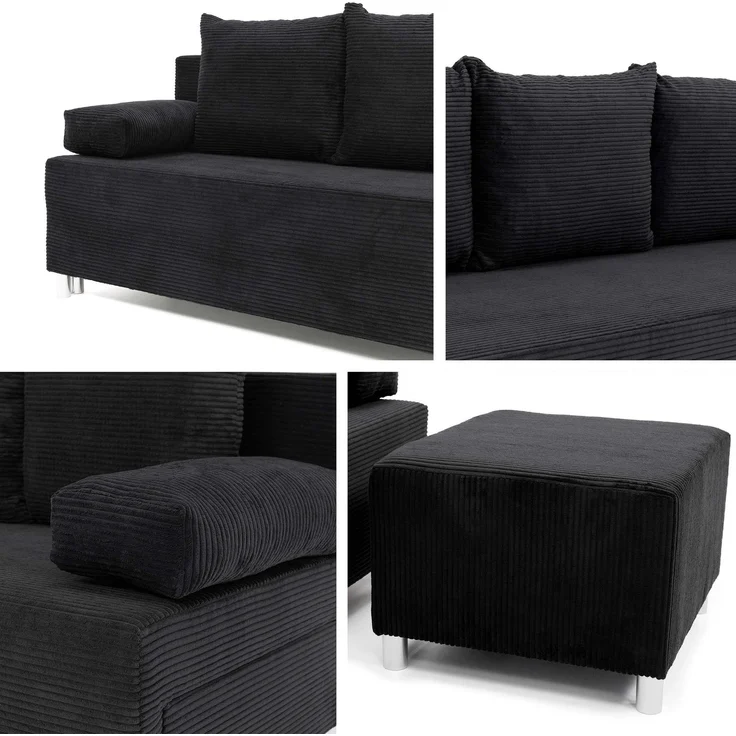 Schlafsofa Dover Cord (Sofa mit Polsterhocker, Farbe: Poso 03) – Bild 7