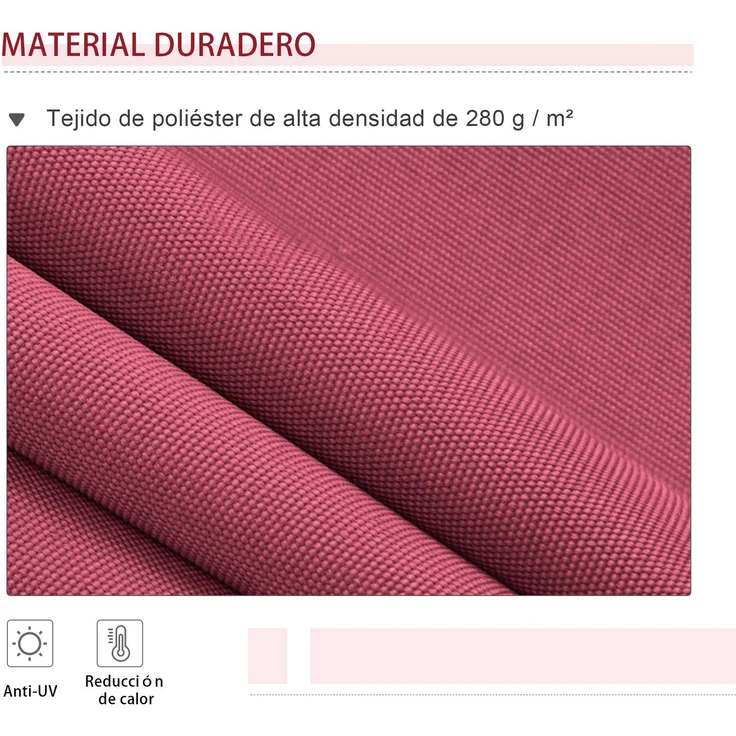 JARDJ Manuelle Markise 395 x 245 cm mit Kurbel, Balkon-, Terrassen- und Balkonmarkise, Aluminium und Polyestergewebe 280 g/m², UV-beständig, rot – Bild 6