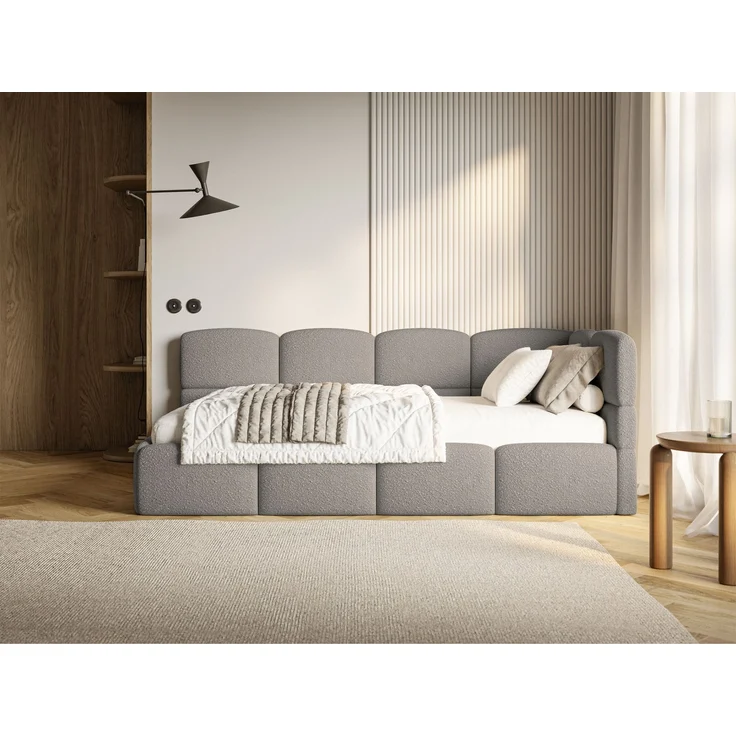 Selsey 'Cloudy' Jugendbett rechts, Matratze & Rausfallschutz, Bouclé Grau, 90x200 cm – Bild 10