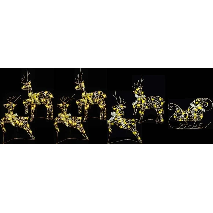 vidaXL LED Rentiere mit 40 LEDs 7 pcs Gold PET 3399389 – Bild 3