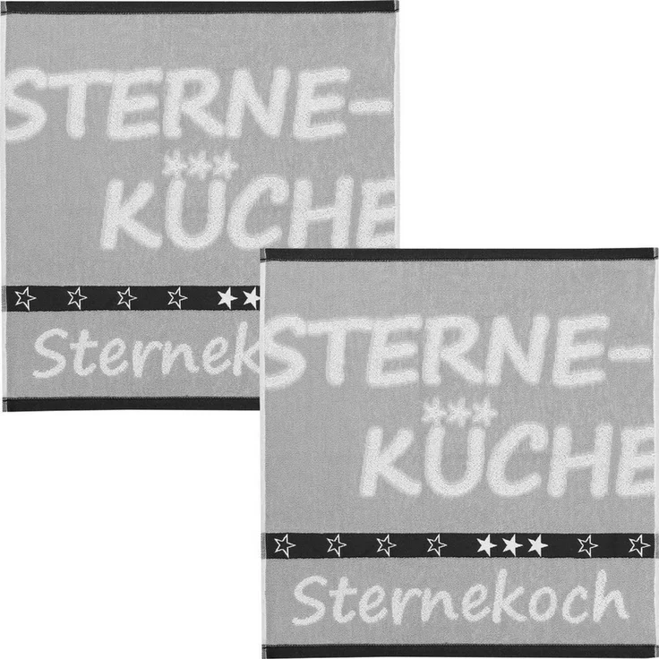 Kracht Geschirrtuch Frottier-Geschirrtuch "Sternekoch" 2er-Pack, Baumwolle Motiv – Bild 1