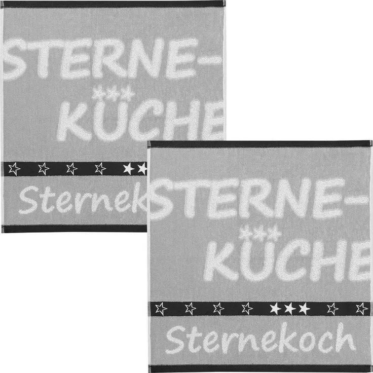 Kracht Geschirrtuch Frottier-Geschirrtuch "Sternekoch" 2er-Pack, Baumwolle Motiv