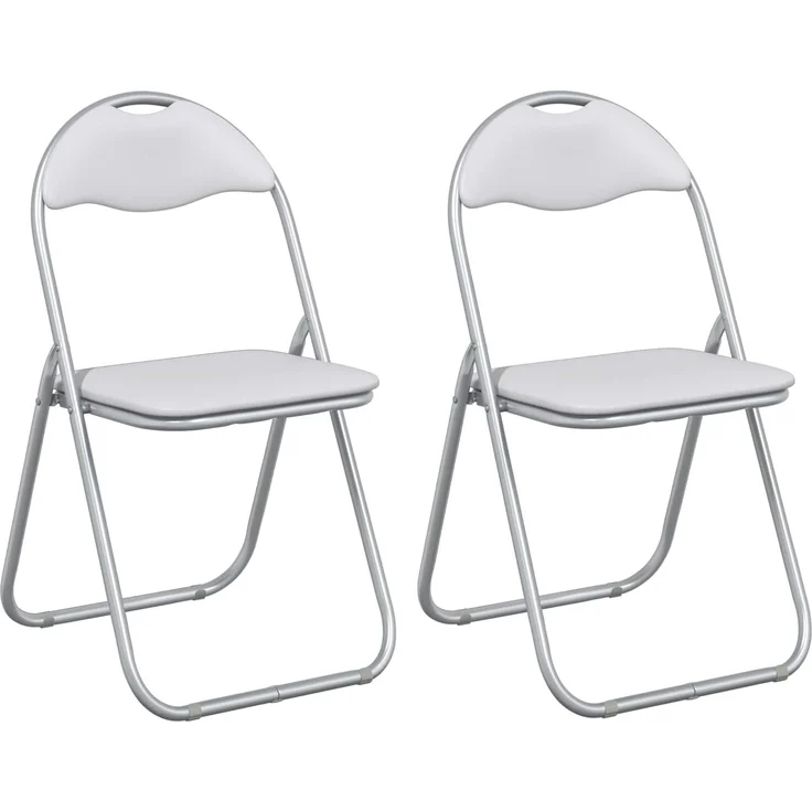 vidaXL Klappstuhl 2 pcs Weiß und Grau 48 x 43,5 x 81 cm Kunstleder 42029044 – Bild 2