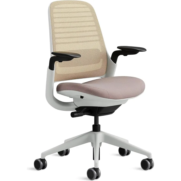 Steelcase Series 1 Bürostuhl mit Netzrücken in Beige und Sitzbezug in Linse