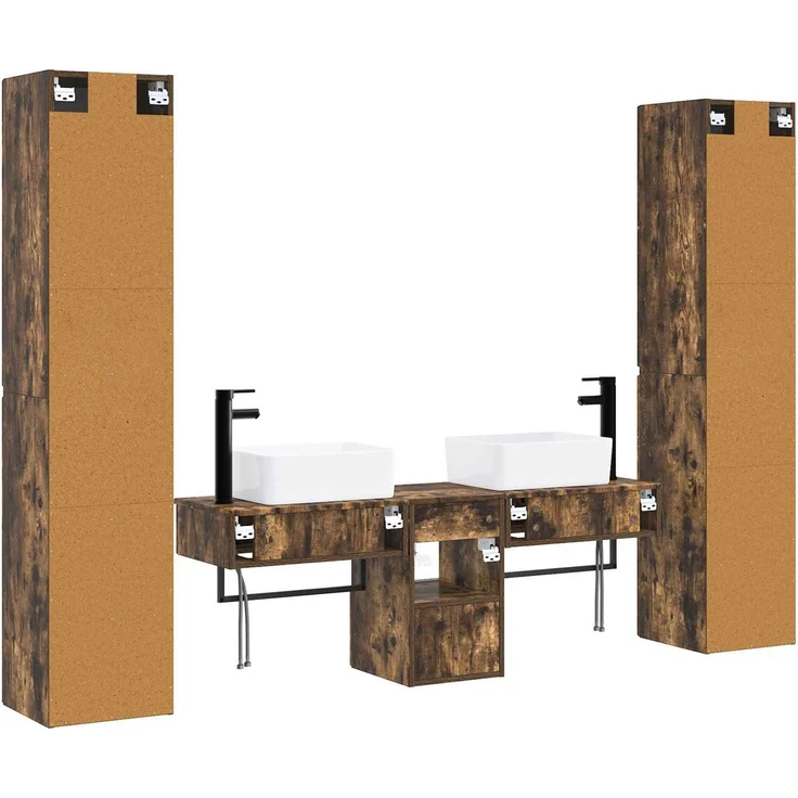 vidaXL Badezimmerschrank-Set 5 stk. Geräucherte Eiche 3406018 – Bild 7