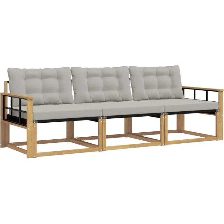 vidaXL Outdoor-Sofagarnitur 3 stk. Weiß und Hellgrau 3388377 – Bild 2