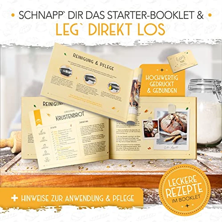 Krustenzauber Brotbackform 34cm Gusseisen Bräter mit Deckel backofengeeignet inkl. Gärkorb, (ovaler Gusseisen Topf Brot Backen - Ideal als Ofenform), Bräter Induktion, Brotbacktopf, Brot Backen Zubehör – Bild 8