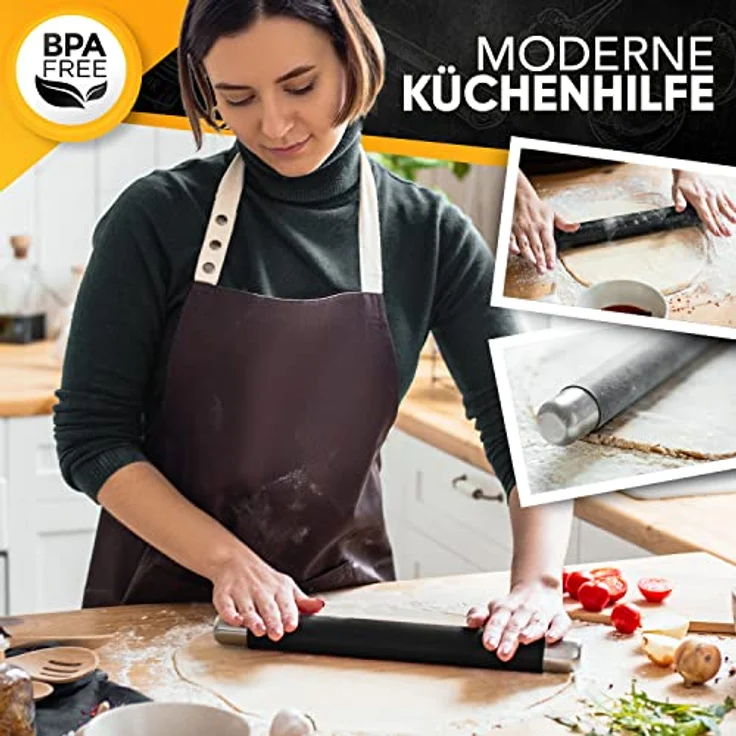 Loco Bird Teigroller aus BPA freiem Silikon Silikon, (Teigrolle mit Antihaftbeschichtung, Nudelholz Silikon ohne Griffe), Backzubehör für Fondant Roller, Pizza, Kuchen, Nudelteig und Mürbeteig – Bild 3