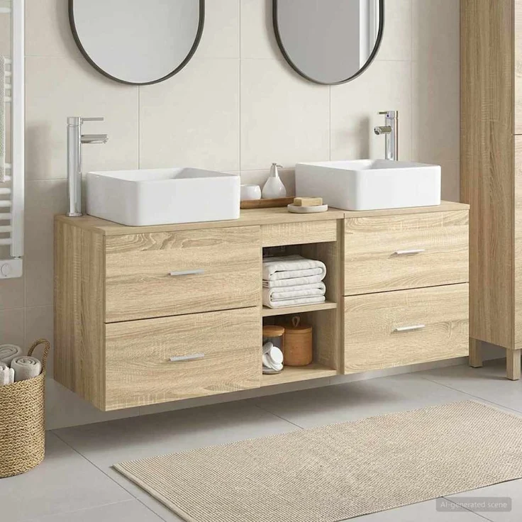 vidaXL Badezimmerschrank-Set 3 stk. Sonoma-Eiche 129 x 41 x 80 cm 3405821 – Bild 1