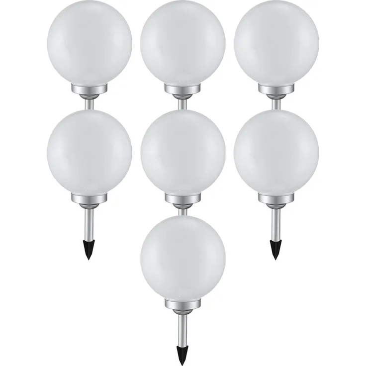 7x LED Solarleuchte, Kugel weiß, DM 20 cm, H 62 cm
