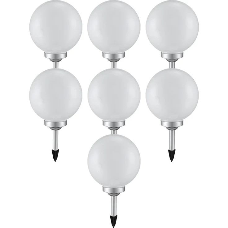 7x LED Solarleuchte, Kugel weiß, DM 20 cm, H 62 cm – Bild 1