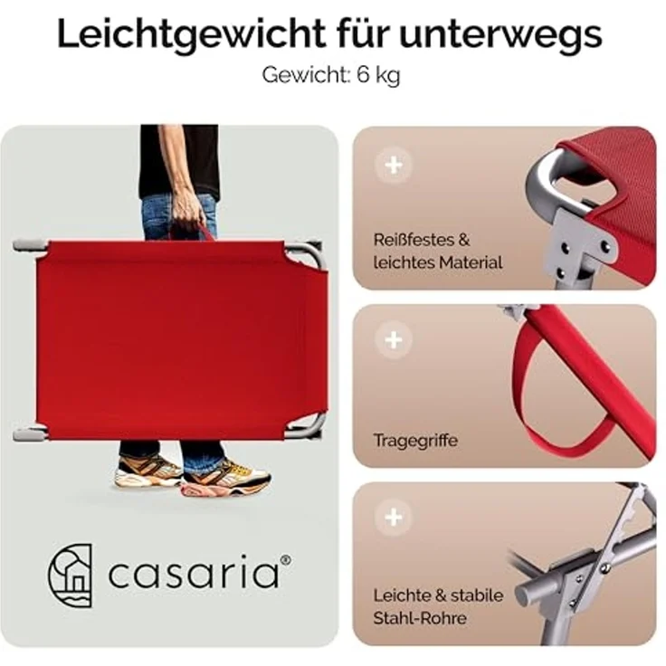 CASARIA® 2er-Set Sonnenliegen, mit Dach, klappbar, Gartenliege & Strandliege, orange – Bild 7