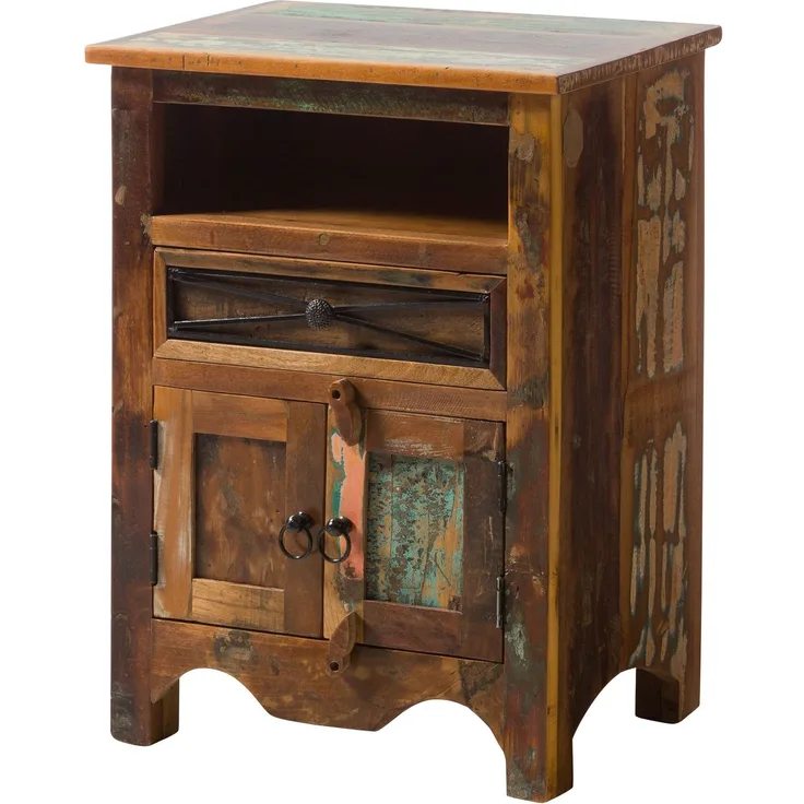 Nachttisch Altholz 55x40x75 mehrfarbig lackiert NATURE OF SPIRIT #132